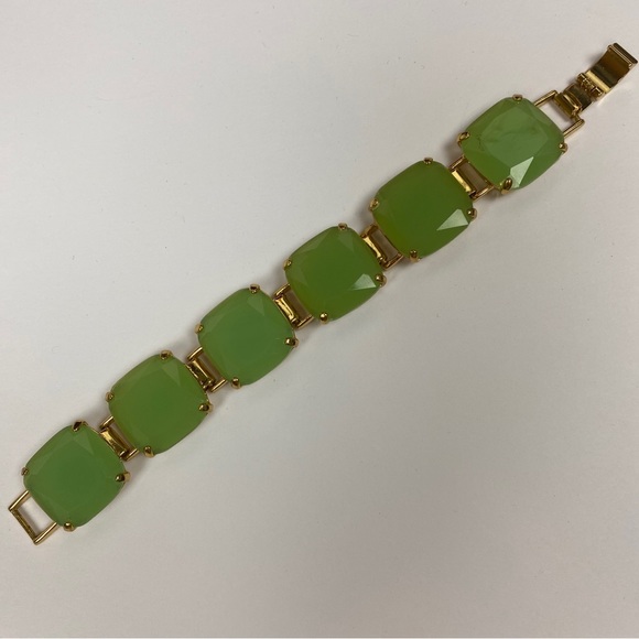 Kate Spade New York Green Stone Square Block Gold Tone Bracelet 7 inches - Picture 3 of 5